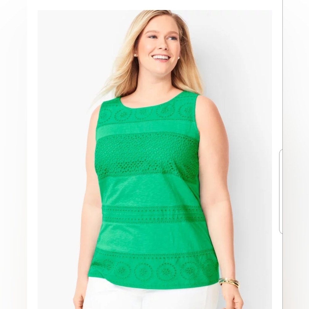 Talbots EMBROIDERED PANEL TANK - green - 2x